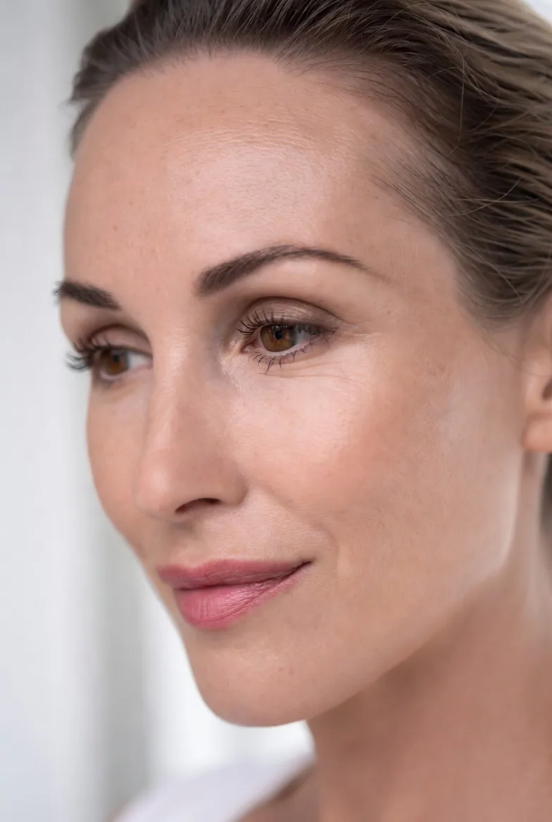 Woman with a serene face and luminous skin, Eudermia Protocol, annual facial program at Centro Eudermia in Cagliari