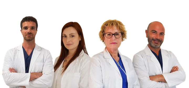 Il team del Centro Eudermia: Dott. Alberto Murtas, Dott.ssa Federica Guicciardi, Dott.ssa Alessandra Guicciardi e Gianluca Sanna